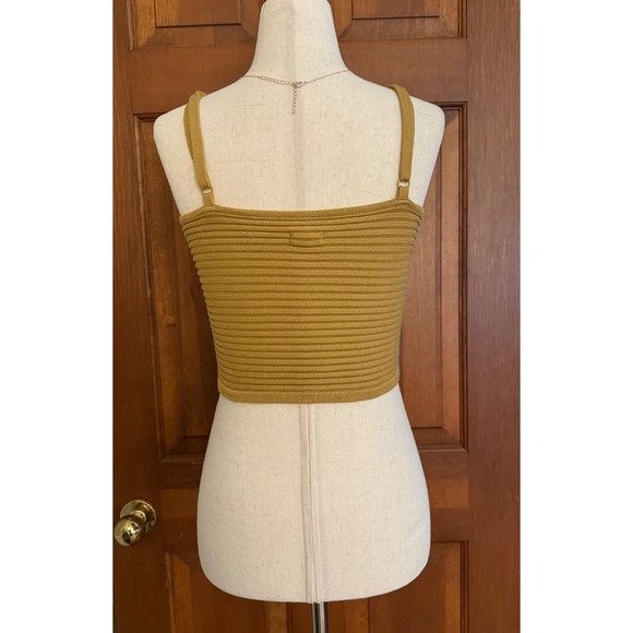 Aerie Top Womens M Take Charge‎ Ribbed Sweater Corset Tank Golden Amber - Picture 4 of 7